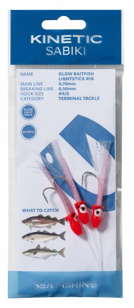 Kinetic Sabiki Glow Baitfish Lightstick Vorfach 3 Kinetic Sabiki Glow Baitfish Lightstick Vorfach