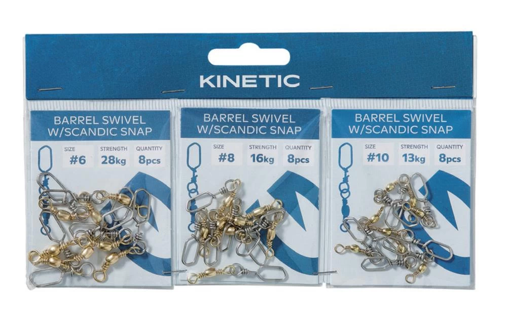 Kinetic Barrel Swivel W/Scandic Snap 3-pack 3 Kinetic Barrel Swivel W/Scandic Snap 3-pack